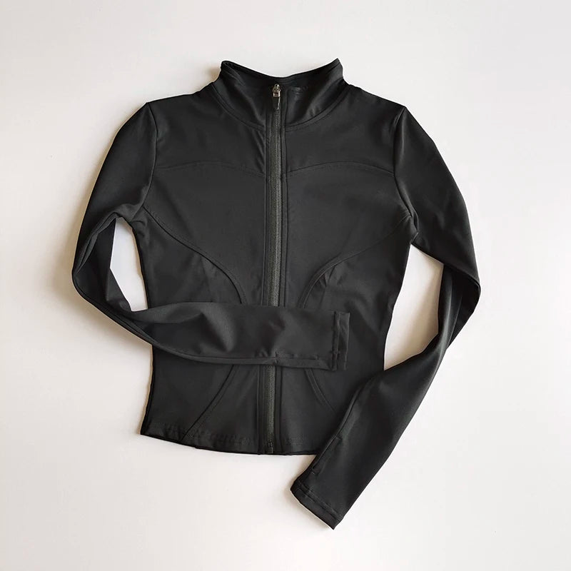 Sportjas voor dames Slanke professionele hardloopsnelheid Drogen Fitnesskleding Top Rits Vest Yogakleding Lange mouwen
