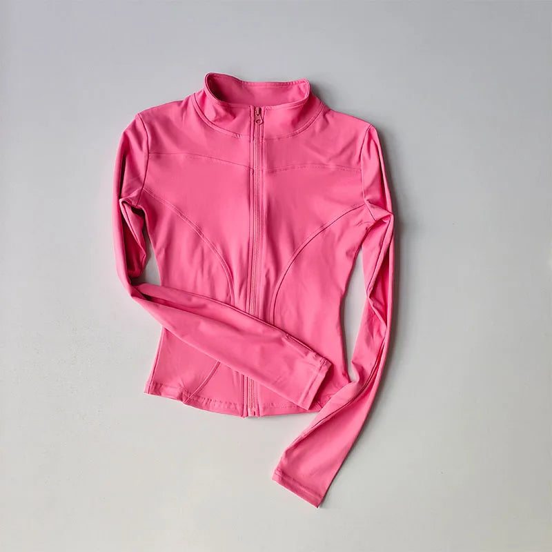 Sportjas voor dames Slanke professionele hardloopsnelheid Drogen Fitnesskleding Top Rits Vest Yogakleding Lange mouwen