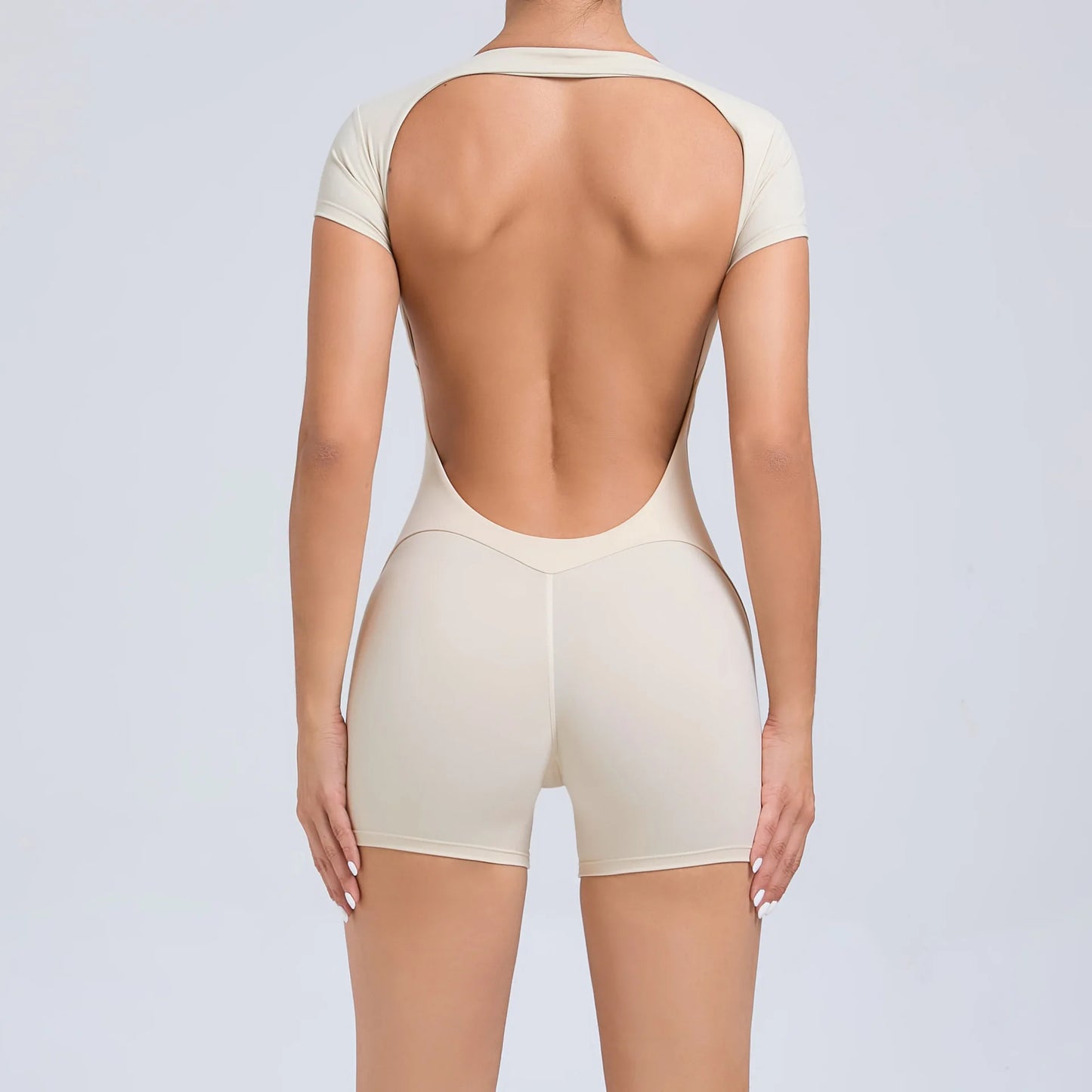 Hearuisavy Backless Sports Overalls Women Gym Rompers Sportswear Breathable Bodysuits Women One-Piece Suit Short Yoga Jumpsuits
