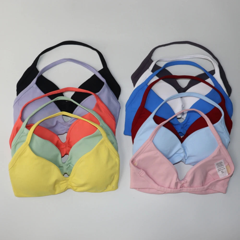 NO LOGO Gym Set 2 PCS Women Strappy Yoga Bra Top Workout Scrunch Shorts Sports Suit Fitness Clothes Seamless Outfits Yoga Set