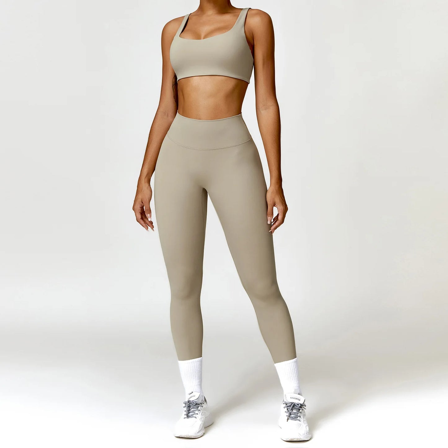 Yoga Set 2 STUKS Vrouwen Gym Lange Mouw Naadloze Sportkleding Workout Kleding Sportkleding Legging Fitness Bh Crop Top Sportpakken