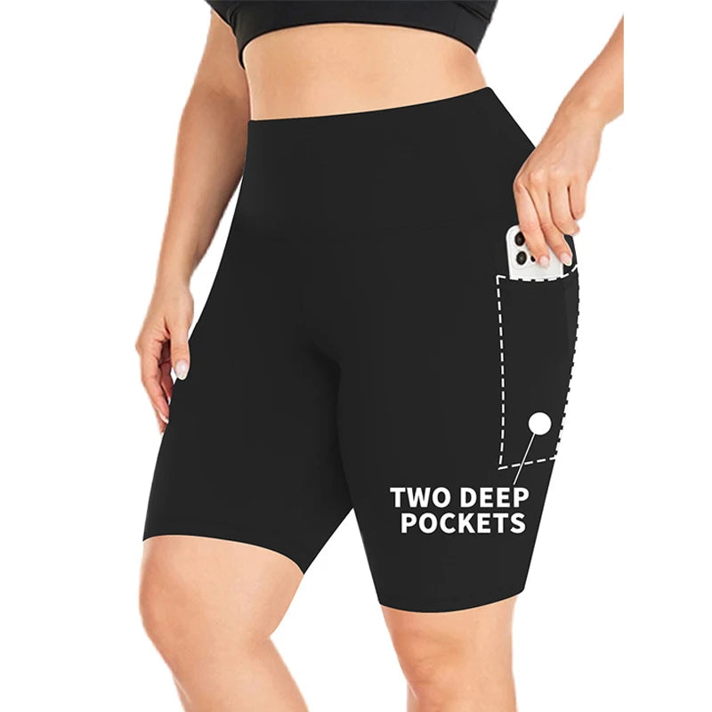VITALINOVO Women Plus Size Biker Shorts with Pockets High Waist Tummy Control Shorts for Yoga Workout Running Volleyball Shorts