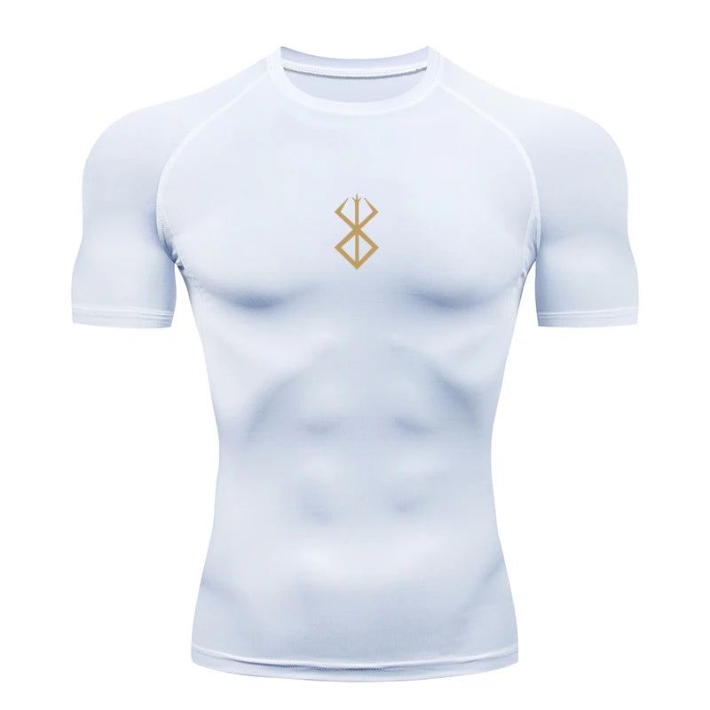 Men's Bodybuilding Short Sleeve Compression Shirt Man Breathable Compression Shirt Quick Dry Workout Muscle Tight Shirts for Men