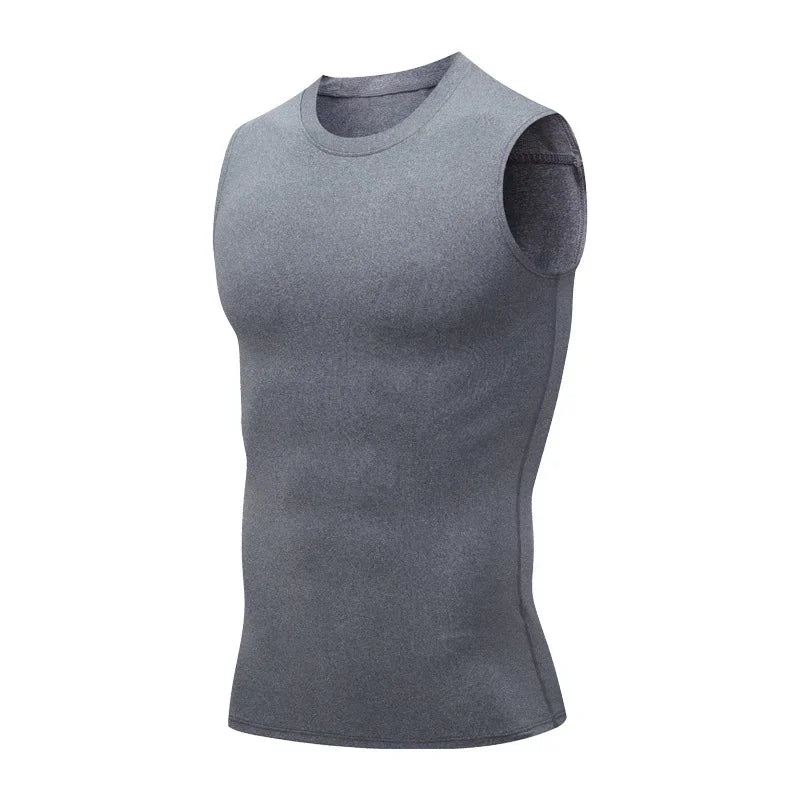 Heren Zomer Mouwloos Gecomprimeerd Shirt Fitness Vest Hardloopsport Gym Shirts Casual Hoge Kwaliteit Tops Snel Droog Heren Kleding
