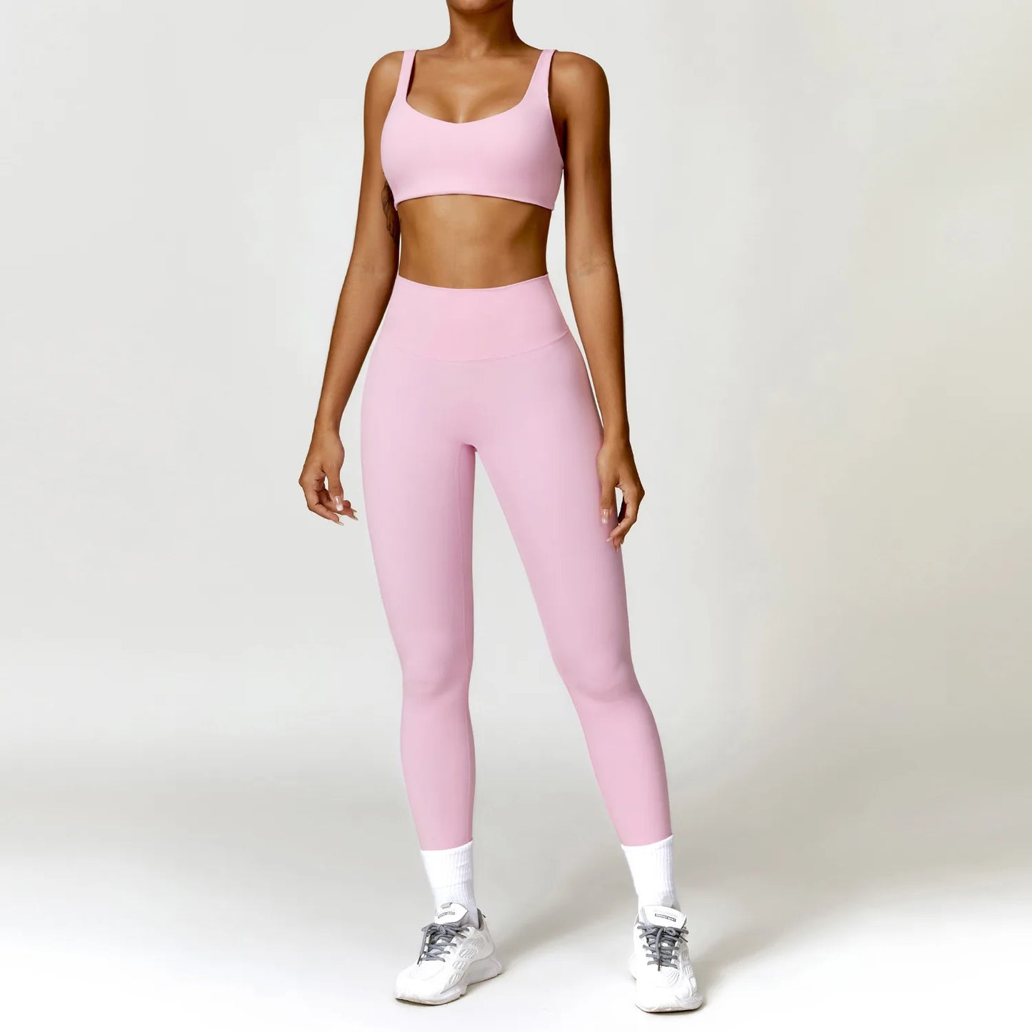 Yoga Set 2 STUKS Vrouwen Gym Lange Mouw Naadloze Sportkleding Workout Kleding Sportkleding Legging Fitness Bh Crop Top Sportpakken