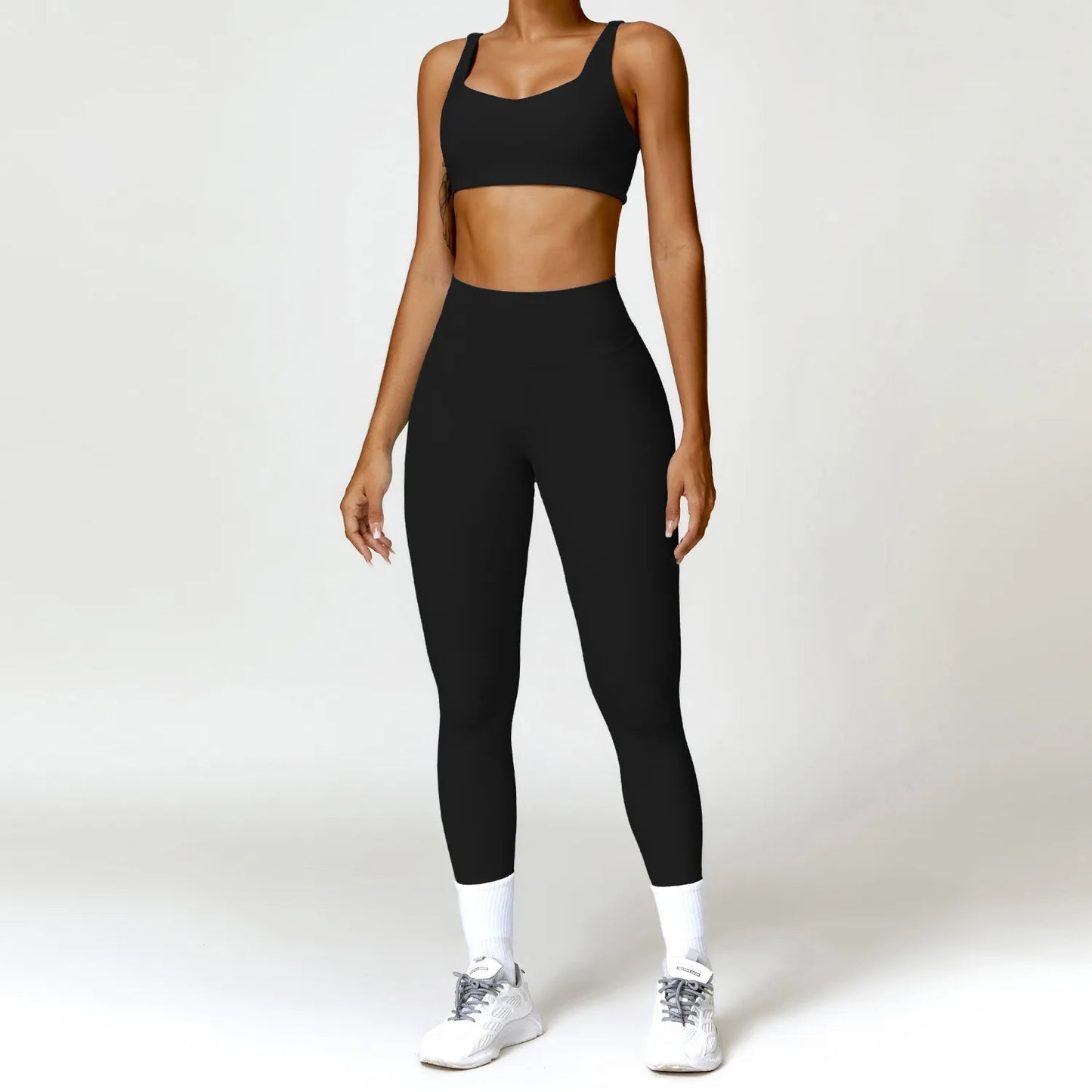 Yoga Set 2 STUKS Vrouwen Gym Lange Mouw Naadloze Sportkleding Workout Kleding Sportkleding Legging Fitness Bh Crop Top Sportpakken