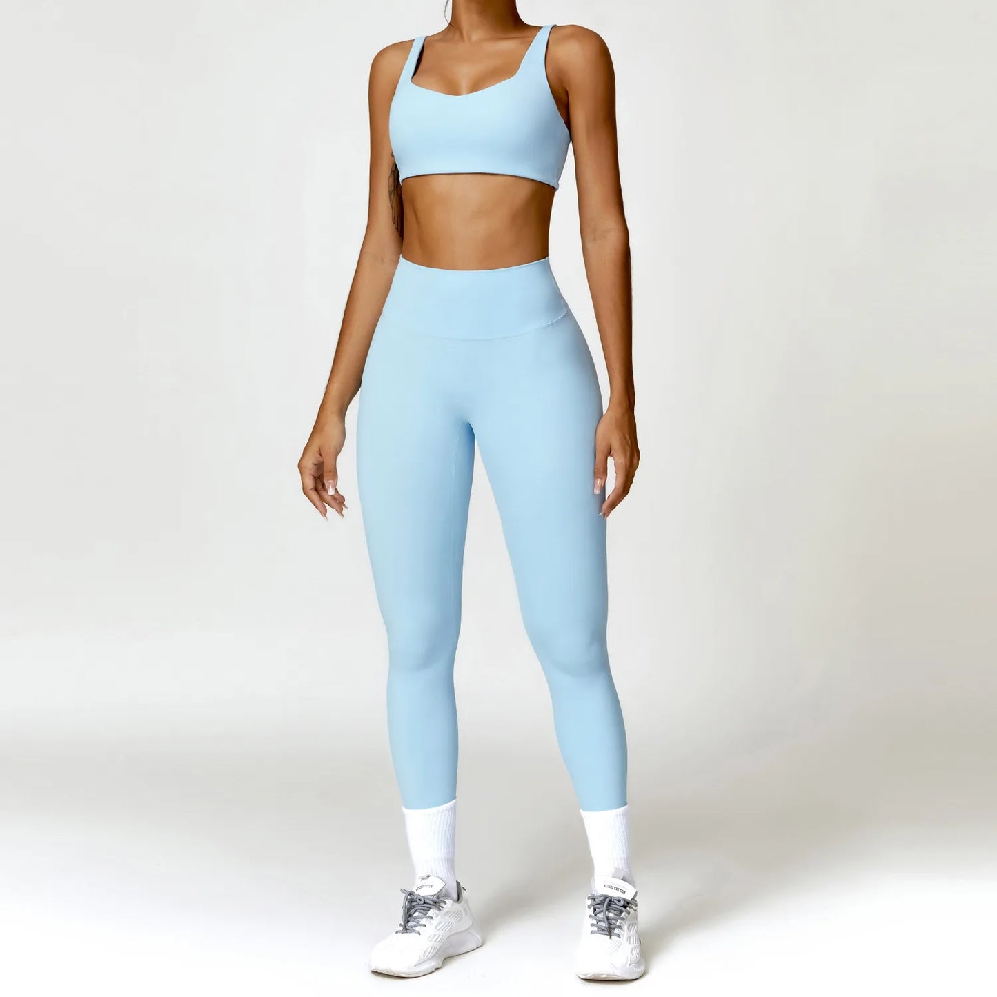 Yoga Set 2 STUKS Vrouwen Gym Lange Mouw Naadloze Sportkleding Workout Kleding Sportkleding Legging Fitness Bh Crop Top Sportpakken