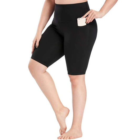 VITALINOVO Women Plus Size Biker Shorts with Pockets High Waist Tummy Control Shorts for Yoga Workout Running Volleyball Shorts