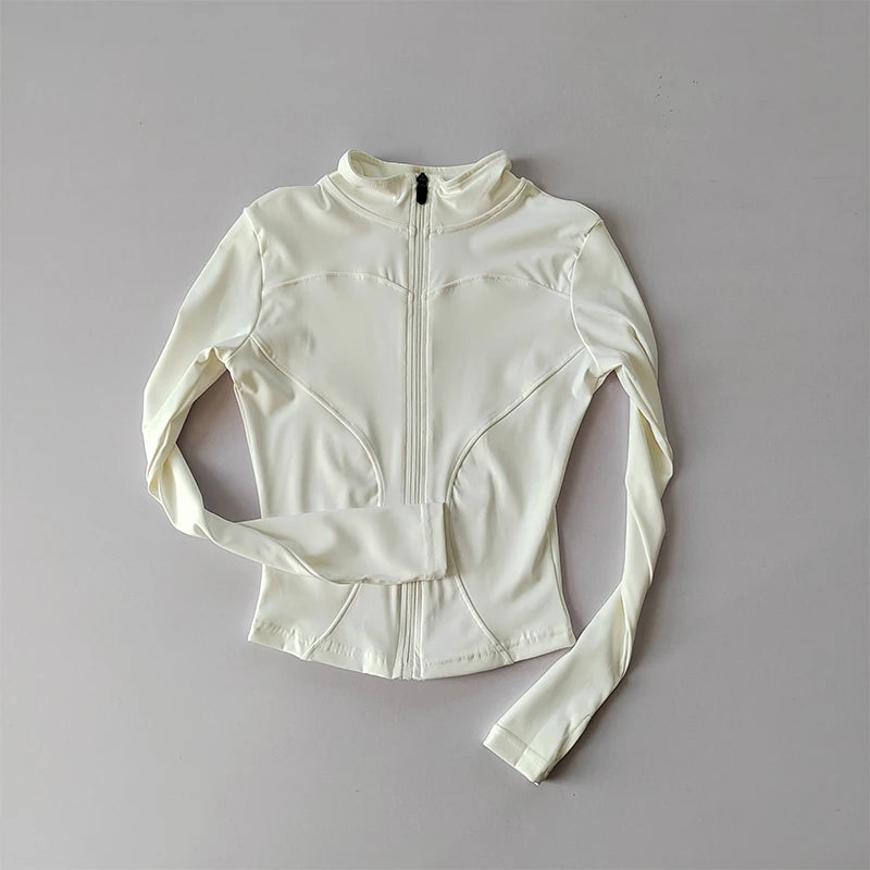 Sportjas voor dames Slanke professionele hardloopsnelheid Drogen Fitnesskleding Top Rits Vest Yogakleding Lange mouwen