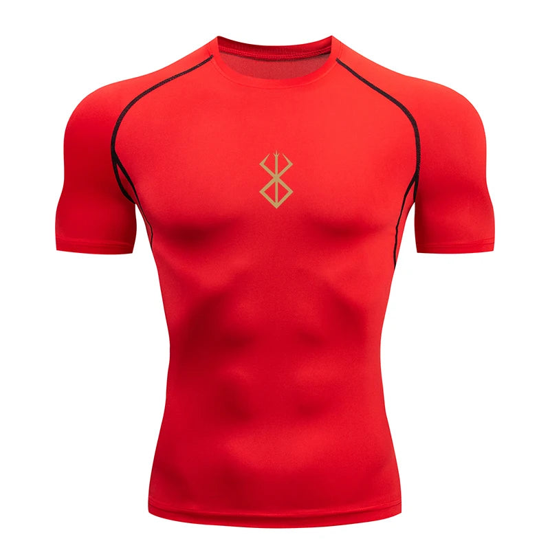 Men's Bodybuilding Short Sleeve Compression Shirt Man Breathable Compression Shirt Quick Dry Workout Muscle Tight Shirts for Men