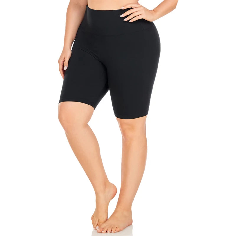 VITALINOVO Women Plus Size Biker Shorts with Pockets High Waist Tummy Control Shorts for Yoga Workout Running Volleyball Shorts