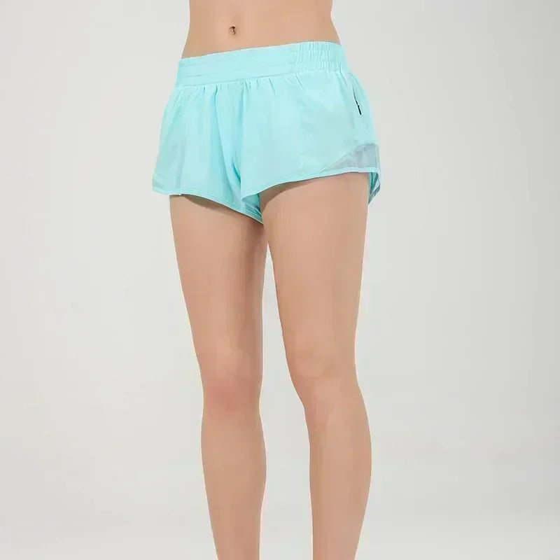2024 Women Hotty Hot Yoga Shorts Micro-elastic Low-rise Athletic Short With Liner Workout Running Sport Tummy Control Shorts
